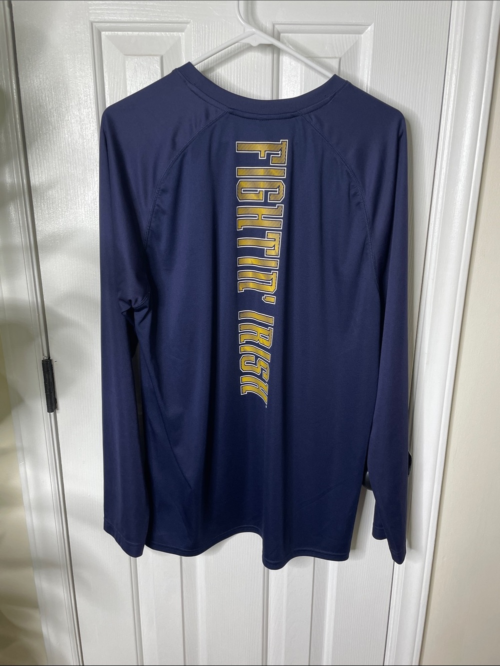Notre Damn fighting Irish Navy Long Sleeve Performance Tee with Gold ND Logo - Picture 4 of 5